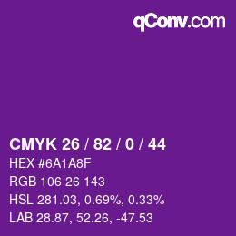Color code: CMYK 26 / 82 / 0 / 44 | qconv.com