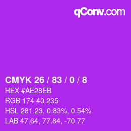 Color code: CMYK 26 / 83 / 0 / 8 | qconv.com
