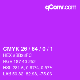 カラーコード: CMYK 26 / 84 / 0 / 1 | qconv.com