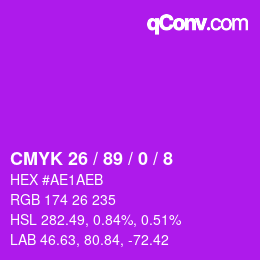 カラーコード: CMYK 26 / 89 / 0 / 8 | qconv.com
