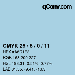 カラーコード: CMYK 26 / 8 / 0 / 11 | qconv.com