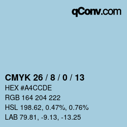 颜色代码: CMYK 26 / 8 / 0 / 13 | qconv.com