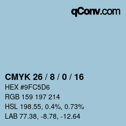 カラーコード: CMYK 26 / 8 / 0 / 16 | qconv.com