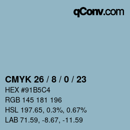 颜色代码: CMYK 26 / 8 / 0 / 23 | qconv.com