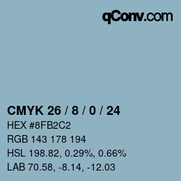カラーコード: CMYK 26 / 8 / 0 / 24 | qconv.com