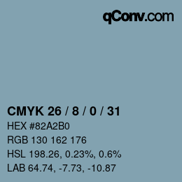 颜色代码: CMYK 26 / 8 / 0 / 31 | qconv.com
