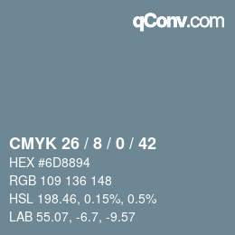 カラーコード: CMYK 26 / 8 / 0 / 42 | qconv.com