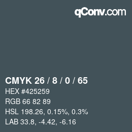 颜色代码: CMYK 26 / 8 / 0 / 65 | qconv.com