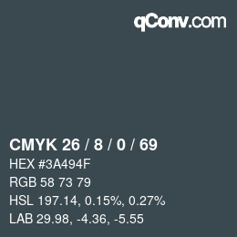 Color code: CMYK 26 / 8 / 0 / 69 | qconv.com