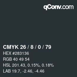 颜色代码: CMYK 26 / 8 / 0 / 79 | qconv.com