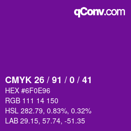 Color code: CMYK 26 / 91 / 0 / 41 | qconv.com