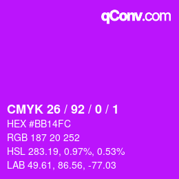 颜色代码: CMYK 26 / 92 / 0 / 1 | qconv.com