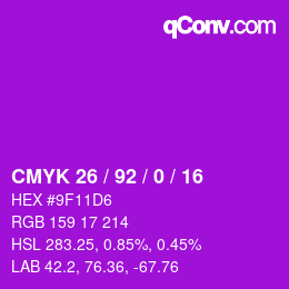 Color code: CMYK 26 / 92 / 0 / 16 | qconv.com