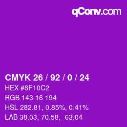 カラーコード: CMYK 26 / 92 / 0 / 24 | qconv.com