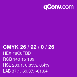 カラーコード: CMYK 26 / 92 / 0 / 26 | qconv.com
