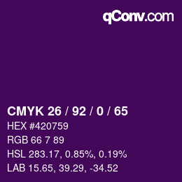 カラーコード: CMYK 26 / 92 / 0 / 65 | qconv.com