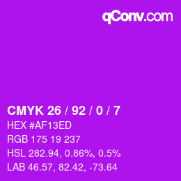 颜色代码: CMYK 26 / 92 / 0 / 7 | qconv.com
