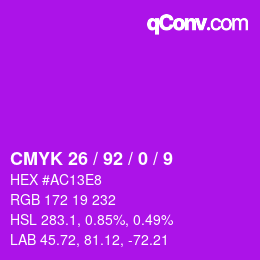 カラーコード: CMYK 26 / 92 / 0 / 9 | qconv.com