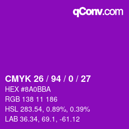 Farbcode: CMYK 26 / 94 / 0 / 27 | qconv.com