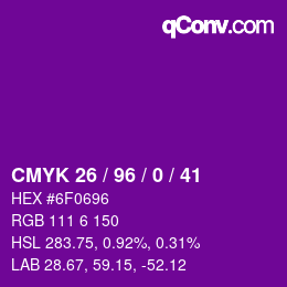 Color code: CMYK 26 / 96 / 0 / 41 | qconv.com