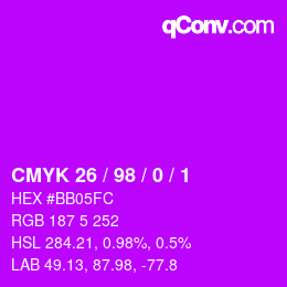 カラーコード: CMYK 26 / 98 / 0 / 1 | qconv.com