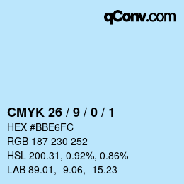 カラーコード: CMYK 26 / 9 / 0 / 1 | qconv.com