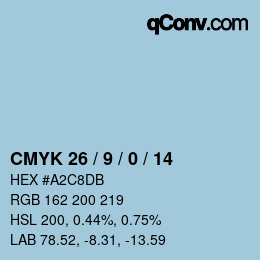 カラーコード: CMYK 26 / 9 / 0 / 14 | qconv.com