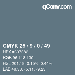 Color code: CMYK 26 / 9 / 0 / 49 | qconv.com