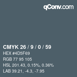 カラーコード: CMYK 26 / 9 / 0 / 59 | qconv.com