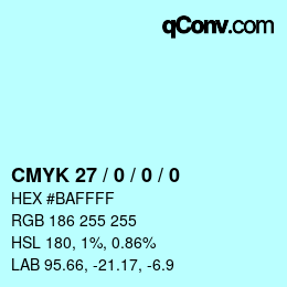 カラーコード: CMYK 27 / 0 / 0 / 0 | qconv.com