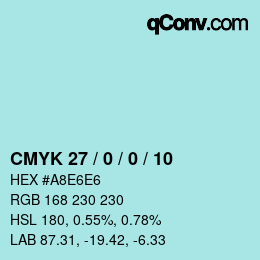 Code couleur: CMYK 27 / 0 / 0 / 10 | qconv.com