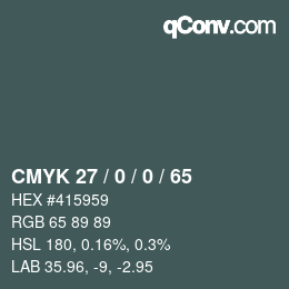 Color code: CMYK 27 / 0 / 0 / 65 | qconv.com