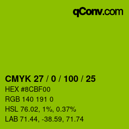 Color code: CMYK 27 / 0 / 100 / 25 | qconv.com