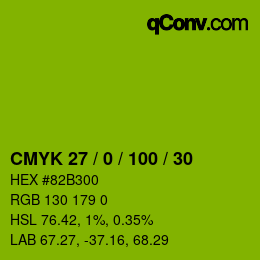 Color code: CMYK 27 / 0 / 100 / 30 | qconv.com