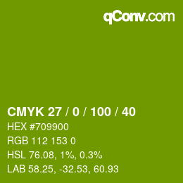 Color code: CMYK 27 / 0 / 100 / 40 | qconv.com