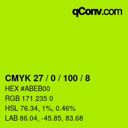 Color code: CMYK 27 / 0 / 100 / 8 | qconv.com