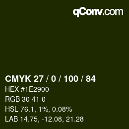 颜色代码: CMYK 27 / 0 / 100 / 84 | qconv.com