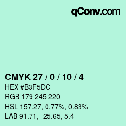 Code couleur: CMYK 27 / 0 / 10 / 4 | qconv.com