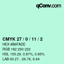 カラーコード: CMYK 27 / 0 / 11 / 2 | qconv.com