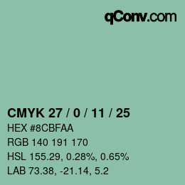 カラーコード: CMYK 27 / 0 / 11 / 25 | qconv.com