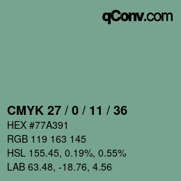 Código de color: CMYK 27 / 0 / 11 / 36 | qconv.com