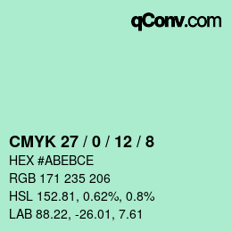 カラーコード: CMYK 27 / 0 / 12 / 8 | qconv.com