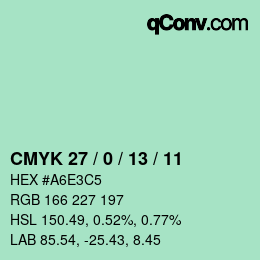 Color code: CMYK 27 / 0 / 13 / 11 | qconv.com
