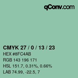 カラーコード: CMYK 27 / 0 / 13 / 23 | qconv.com