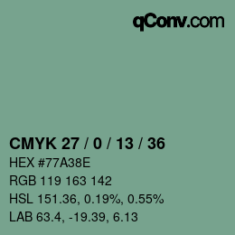 颜色代码: CMYK 27 / 0 / 13 / 36 | qconv.com