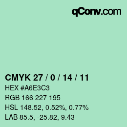 Color code: CMYK 27 / 0 / 14 / 11 | qconv.com