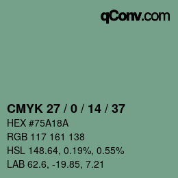 カラーコード: CMYK 27 / 0 / 14 / 37 | qconv.com