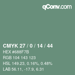 Código de color: CMYK 27 / 0 / 14 / 44 | qconv.com