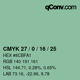 颜色代码: CMYK 27 / 0 / 16 / 25 | qconv.com