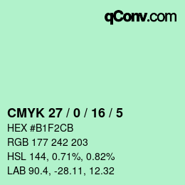 Color code: CMYK 27 / 0 / 16 / 5 | qconv.com